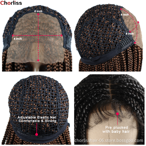 Newest Top Box Twist Braids Wigs With Baby Hair 28 Inch Fully Handmade 4X4 Synthetic Lace Frontal Braided Hair Extensions